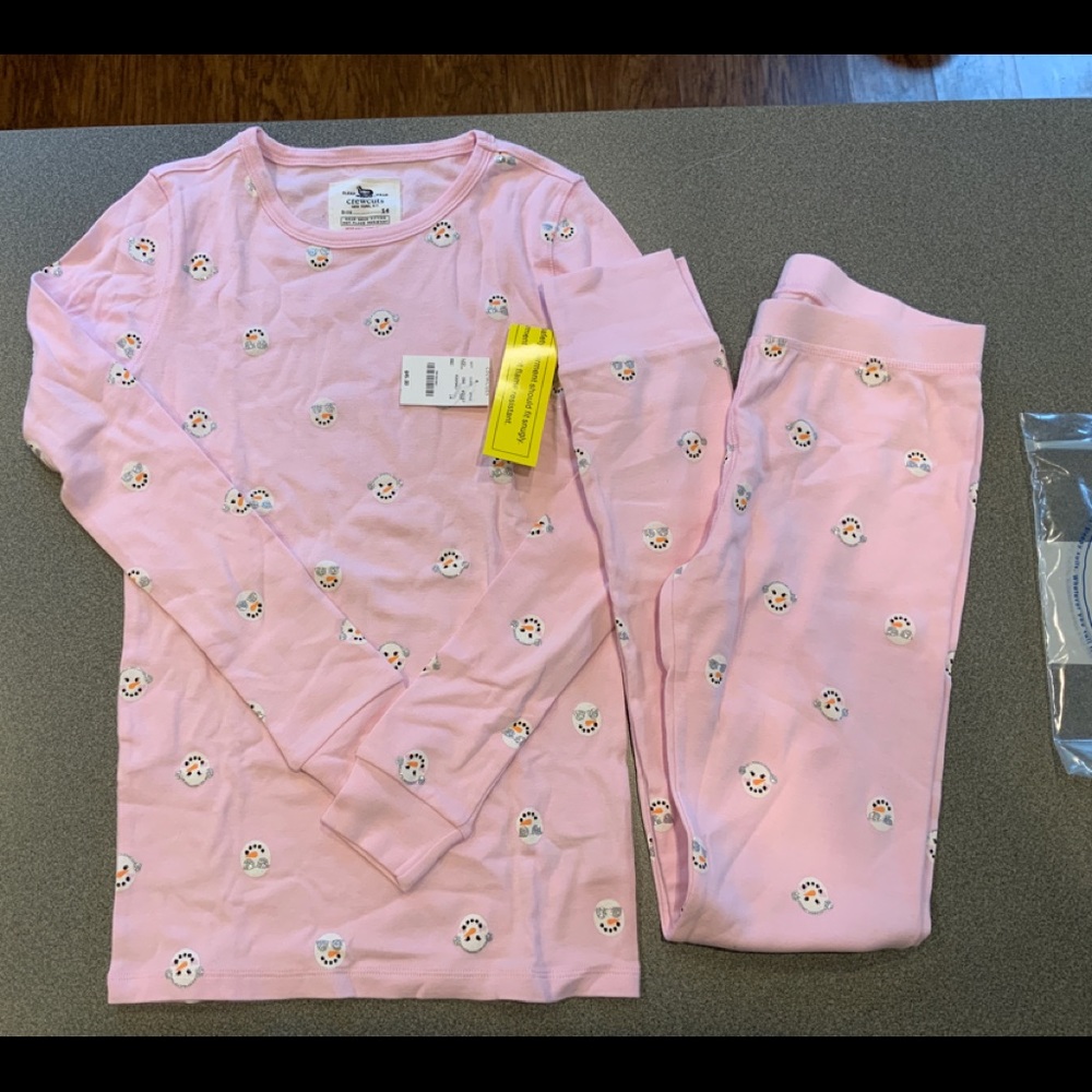 Crew Cuts Girl's Snowman Pink Pajama Set 14 NWT